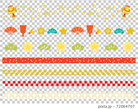 お正月の伝統柄のラインイラスト 72064707