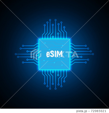 Esim chip card concept icon. Embedded sim card cellular mobile technology smart concept 72065021