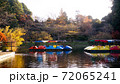 公園の池のボート　秋 72065241