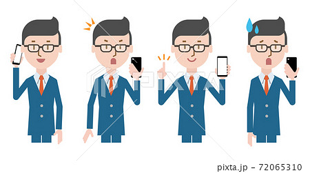 スマホを操作するビジネスマン, 人物アイコン スマホを操作するビジネスマン, 人物アイコン 72065310
