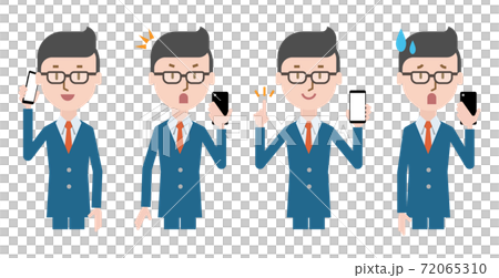 スマホを操作するビジネスマン, 人物アイコン スマホを操作するビジネスマン, 人物アイコン 72065310