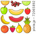 Flat design fresh and juicy fruits on white background 72065892