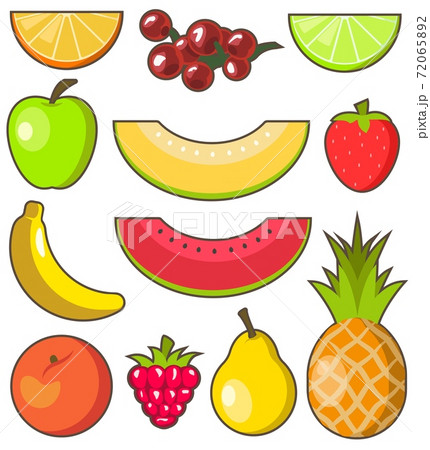 Flat design fresh and juicy fruits on white background Flat design fresh and juicy fruits on white background 72065892
