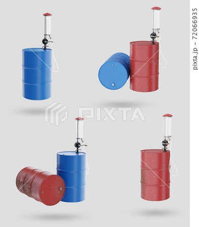 A set of LPG or butane gas is packaged in a steel tank in the shape of a cylinder. It is a gas that is heated in cooking or various industrial applications. isolate on gray background. 72066935