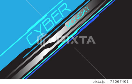 Cyber Monday blue neon text silver line circuit geometric with grey blank space design modern futuristic background vector illustration. 72067401