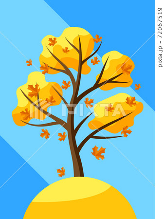 Autumn tree with falling leaves. 72067519