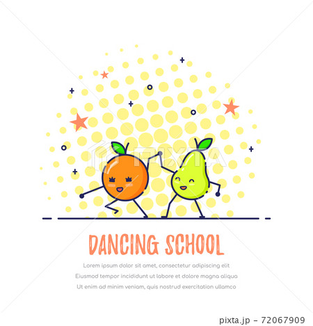 Dancing Funny Fruits Couple, Orange and Pear 72067909