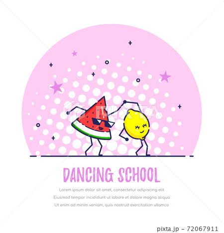 Dancing Funny Fruits Couple, Watermelon and Lemon 72067911