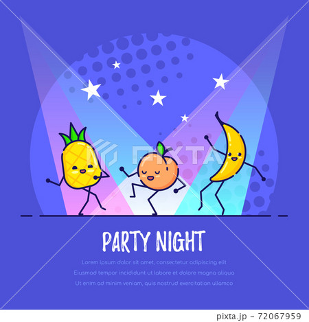 Dancing Funny Fruits, Pineapple, Peach and Banana 72067959