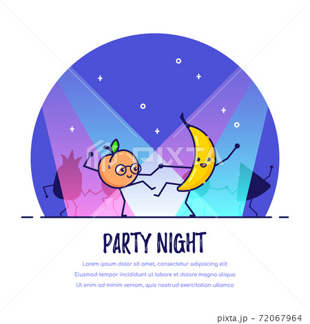Dancing Funny Fruits Couple, Peach and Banana 72067964