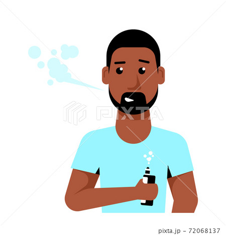 Male Character Enjoying Vape Smoking, Flat Style Vector on White Background Male Character Enjoying Vape Smoking, Flat Style Vector on White Background 72068137