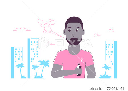 Male Character Enjoying Vape Smoking Outdoor, Flat Style Vector Male Character Enjoying Vape Smoking Outdoor, Flat Style Vector 72068161