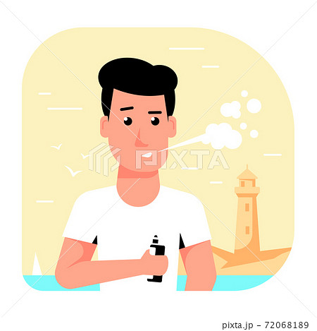 Male Character Enjoying Vape Smoking Outdoor, Flat Style Vector Male Character Enjoying Vape Smoking Outdoor, Flat Style Vector 72068189