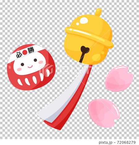かわいい神社の鈴を鳴らすイラスト_合格祈願_受験_必勝 72068279