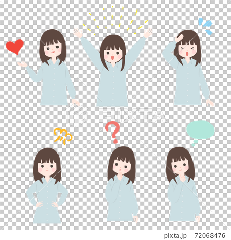 A set of young women posing with various facial expressions [no main line] 72068476