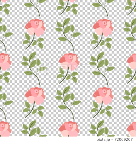 Floral seamless pattern with green leaves branch and rose peony flower. 72069207