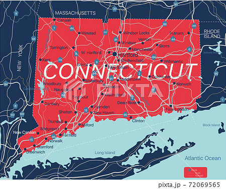 Connecticut state detailed editable map 72069565