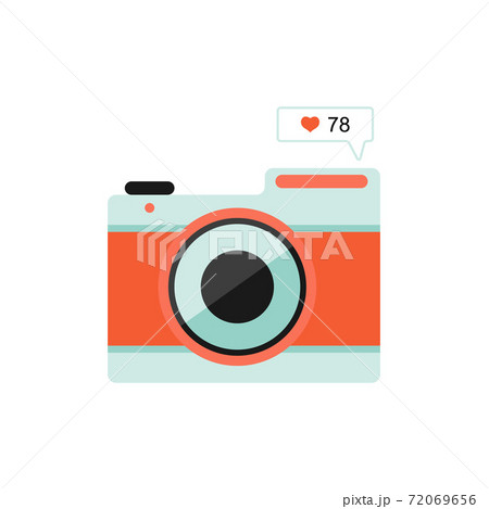 Isolated flat camera icon with like. Vector sign 72069656