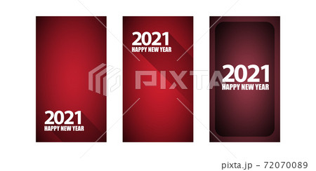 2021 Happy new year vertical banner background set or greeting card with text. vector 2021 new year numbers isolated on vertical red background. New year Stories design template set 72070089