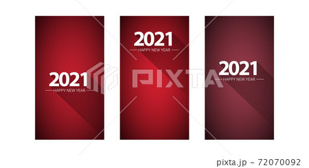 2021 Happy new year vertical banner background set or greeting card with text. vector 2021 new year numbers isolated on vertical red background. New year Stories design template set 72070092