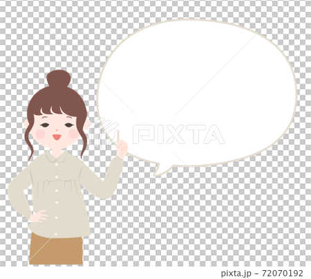 年輕女子和Fukidashi用食指解釋[無主線] 72070192
