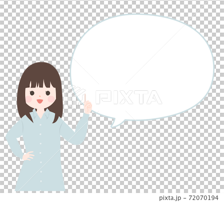 年輕女子和Fukidashi用食指解釋[無主線] 72070194