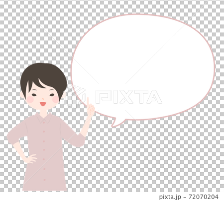 A young woman and a balloon explaining with her index finger [No main line] 72070204
