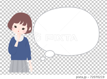 A young woman in a pose that tilts her head and a balloon [no main line] 72070219