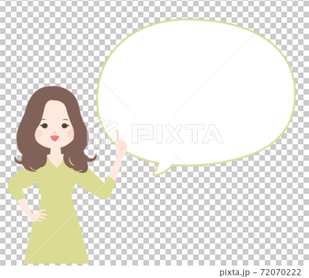 A young woman and a balloon explaining with her index finger [No main line] 72070222