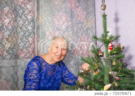 A portrait of senior woman on Christmas day 72070971