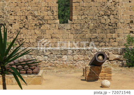 Cannon and cannonballs in city Famagusta, Cyprus 72071546