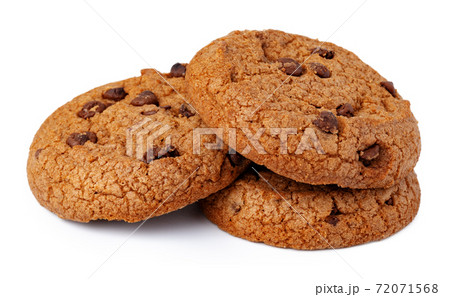 Pile of chocolate chip cookies isolated on white background Pile of chocolate chip cookies isolated on white background 72071568
