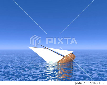 Sinking boat - 3D render 72072195