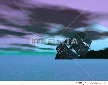 Wreck old boat - 3D render 72072209