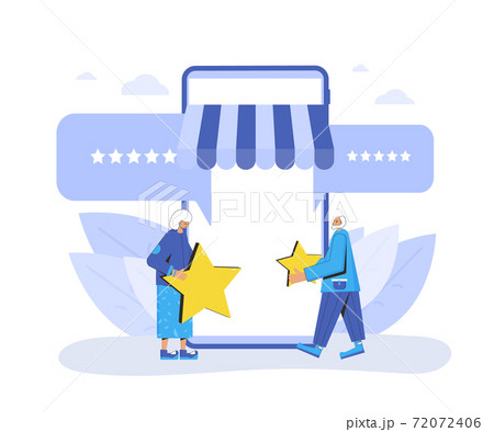 Feedback concept. People with stars in their hands 72072406
