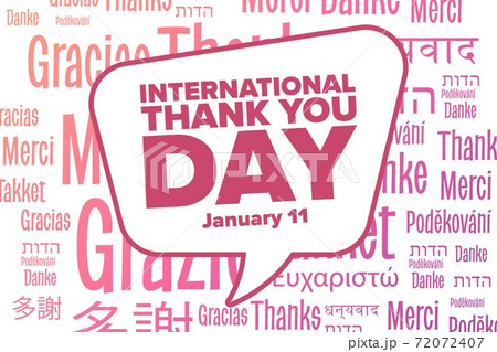 International Thank You Day. January 11. Inscription Thank You in different languages. Holiday 72072407
