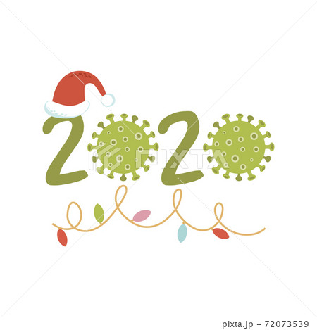 2020 Quarantine Merry Christmas New year numbers with covid symbol New year quarantine party element. 2020 Quarantine Merry Christmas New year numbers with covid symbol New year quarantine party element. 72073539
