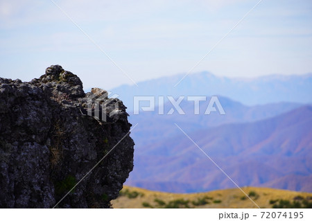 火山岩を歩くホシガラス 火山岩を歩くホシガラス 72074195