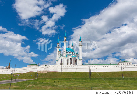 view of the main mosque in the city of Kazan, located on the territory of the Kremlin, photo was taken on a sunny summer day 72076163
