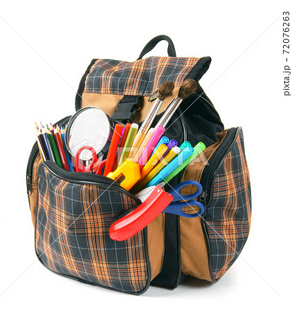 School backpack and school tools. 72076263