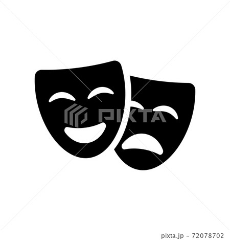 Theatre mask icon silhouette. Theatre drama comedy vector icon, actor acting logo Theatre mask icon silhouette. Theatre drama comedy vector icon, actor acting logo 72078702