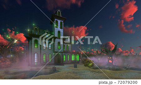 Spooky mansion at dark mystical dusk 3D 72079200