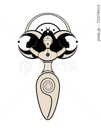 Spiral goddess of fertility and triple moon... - Stock Illustration  [72079415] - PIXTA