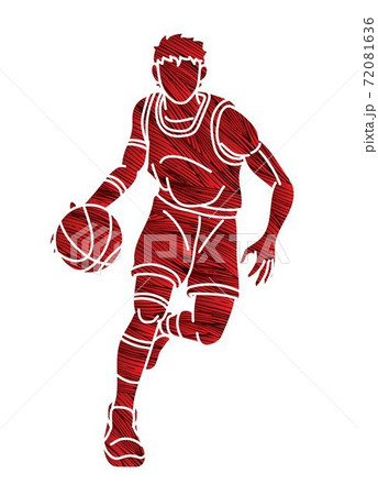 Basketball player action cartoon sport graphic vector. 72081636