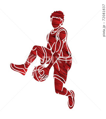 Basketball player action cartoon sport graphic vector. 72081637