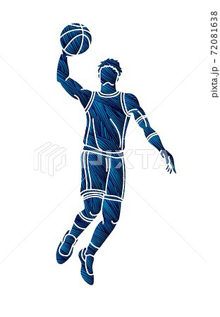 Basketball player action cartoon sport graphic vector. 72081638