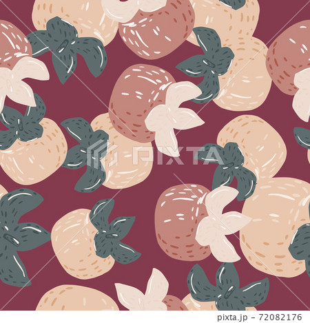 Seamless random pattern with pale palette. Persimmons ornament on maroon background. Seamless random pattern with pale palette. Persimmons ornament on maroon background. 72082176