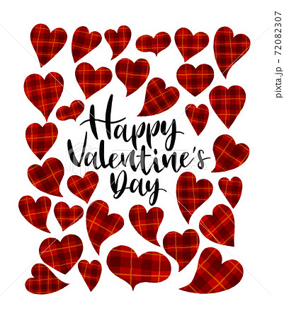 バレンタインデー チェック柄のハートと手描き文字素材 のイラスト素材 7307 バレンタインデー チェック柄のハートと手描き文字素材 のイラスト素材 7307