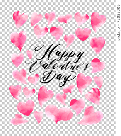 Valentine's Day Watercolor heart and hand-painted text material 72082309