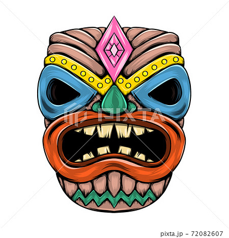 The tiki island traditional mask with the big mouth and lose eyes for the party 72082607